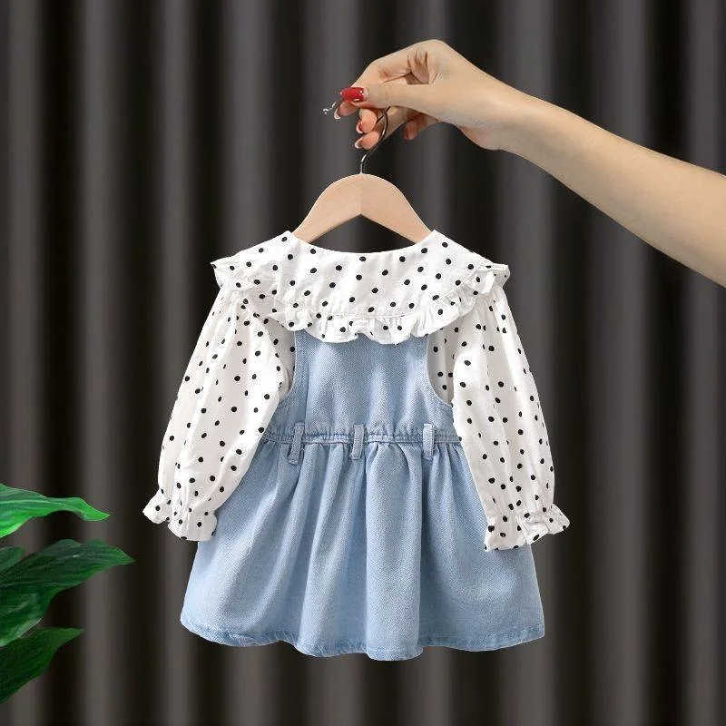 Girls Summer Toddler and Baby Dot Shirt + Adjustable Straps Denim Dress Sets Cute Puff Sleeve For 1-7 Years Old
Girls Summer Toddler and Baby Dot Shirt + Adjustable Straps Denim Dress Sets Cute Puff Sleeve For 1-7 Years Old