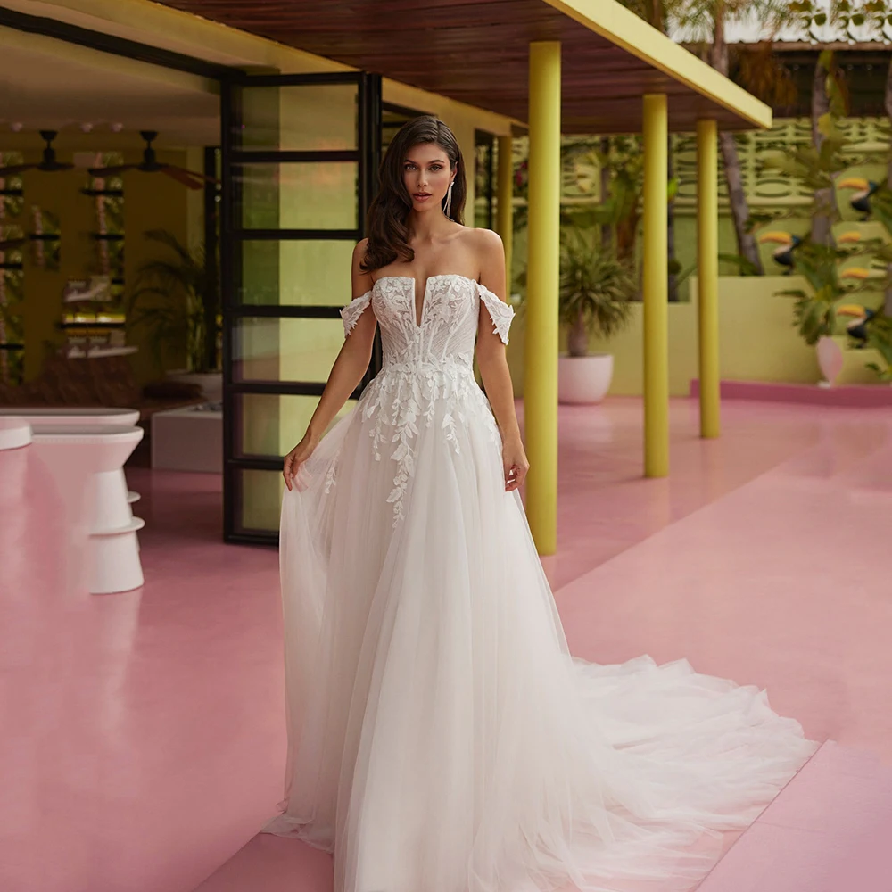 Msikoods A-Line Wedding Dresses Boho Off Shoulder Tulle Appliques Corset Brides Gown 2025 Woman Lace Bridal Dress Customized
Msikoods A-Line Wedding Dresses Boho Off Shoulder Tulle Appliques Corset Brides Gown 2025 Woman Lace Bridal Dress Customized