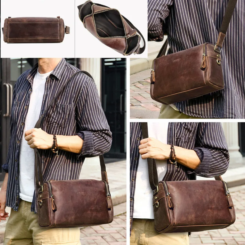 Crazy Horse Leather Men Handbag Designer Vintage Crossbody Bag Small Strap Sling Shoulder Bags Luxury Brand Messenger Bolsa sacs
Crazy Horse Leather Men Handbag Designer Vintage Crossbody Bag Small Strap Sling Shoulder Bags Luxury Brand Messenger Bolsa sacs
