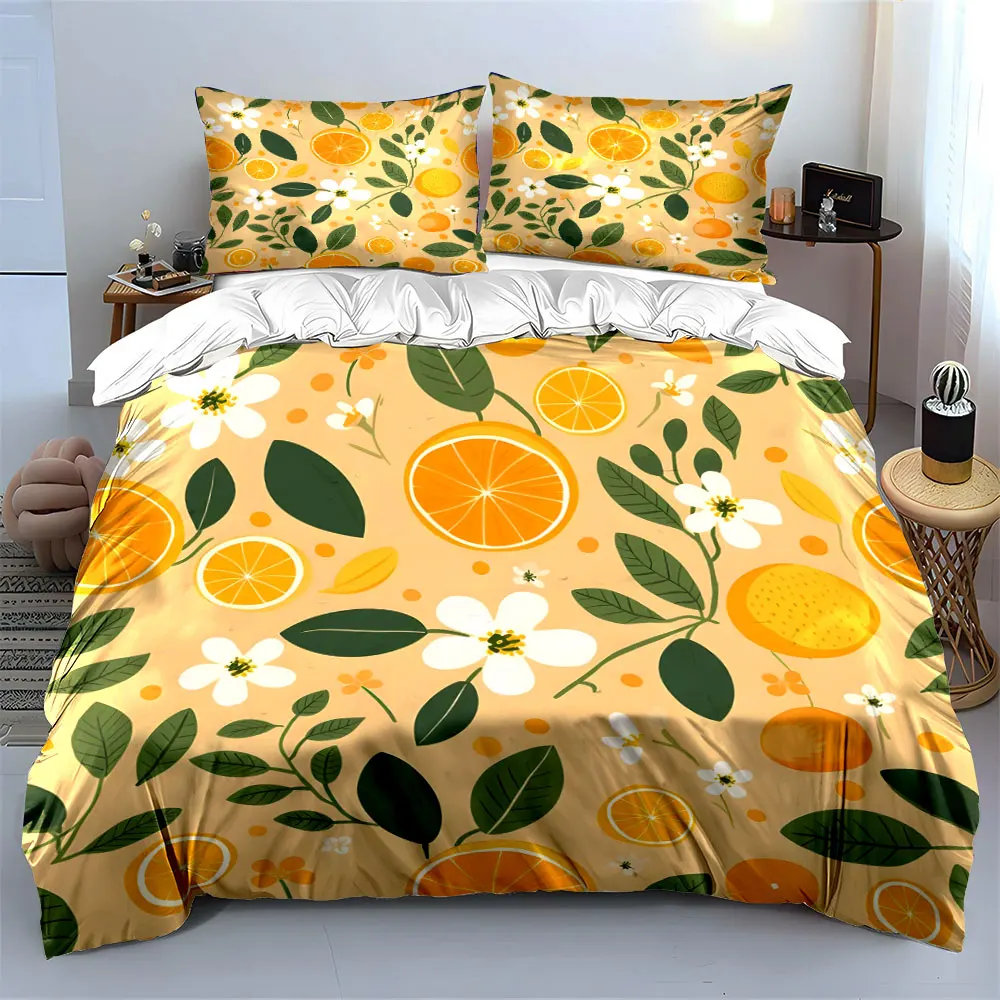 Fresh Orange Floral Patterns Duvet Cover Set with 3D Printing Design Soft Polyester Bedding Set All-Season Comfort for gifts
Fresh Orange Floral Patterns Duvet Cover Set with 3D Printing Design Soft Polyester Bedding Set All-Season Comfort for gifts