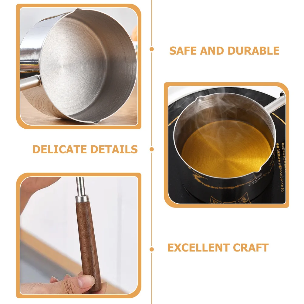 Metal Saucepan Stainless Steel Oil Pot 250ml Wood Handle Small Pan Melting Butter Warmer Milk Pot Saucepan Kitchen
Metal Saucepan Stainless Steel Oil Pot 250ml Wood Handle Small Pan Melting Butter Warmer Milk Pot Saucepan Kitchen