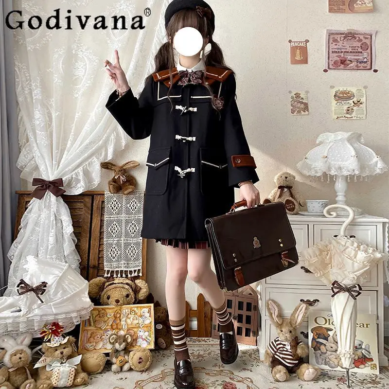 Original Japanese College Style JK Uniform Set Autumn Winter Student Y2K Navy Collar Horn Button Woolen Coat Socks Scarf Set
Original Japanese College Style JK Uniform Set Autumn Winter Student Y2K Navy Collar Horn Button Woolen Coat Socks Scarf Set