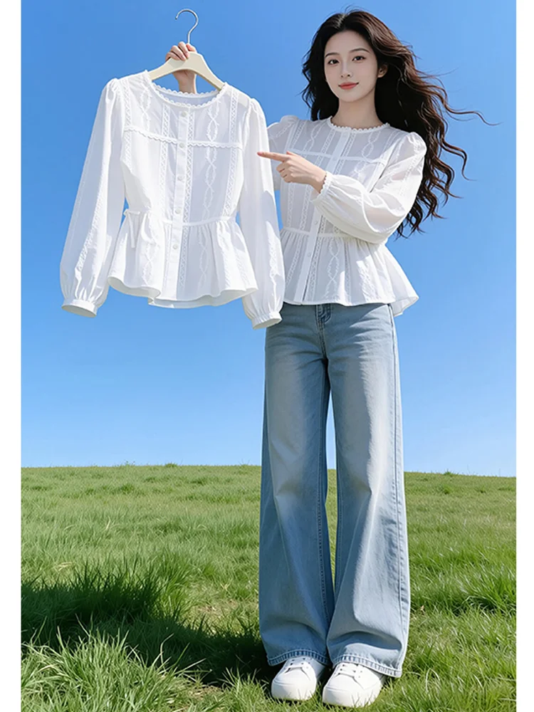 Elegant Embroidered White Shirt Women's Fashionable Chic Spring Autumn Delicate Fairy Tale Style Casual Loose Fit Long Sleeve
Elegant Embroidered White Shirt Women's Fashionable Chic Spring Autumn Delicate Fairy Tale Style Casual Loose Fit Long Sleeve