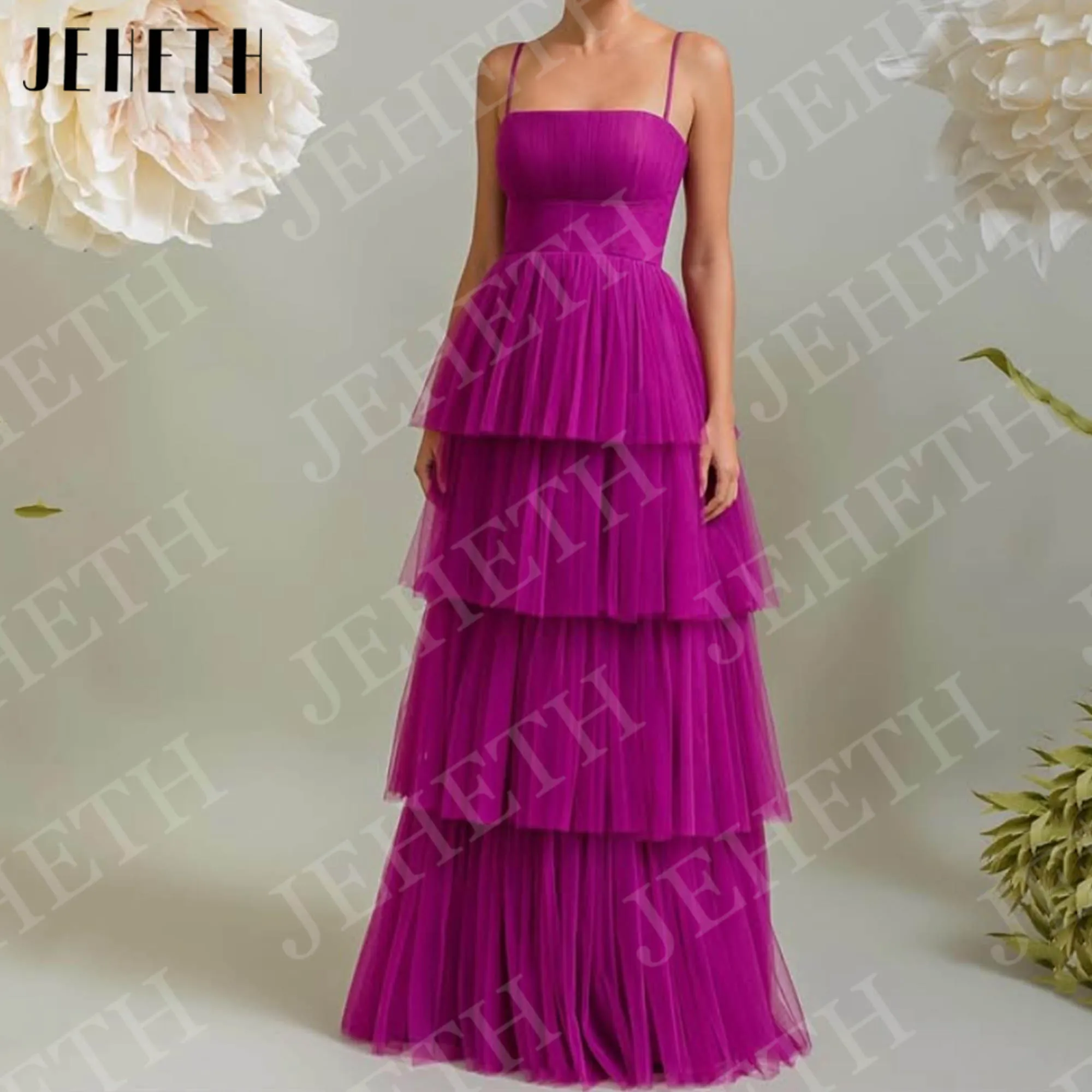 JEHETH Floor Length Evening Dresses for Women Elegant Tulle Tiered A Line Spaghetti Straps Party Dress Customized فساتين سهره
JEHETH Floor Length Evening Dresses for Women Elegant Tulle Tiered A Line Spaghetti Straps Party Dress Customized فساتين سهره