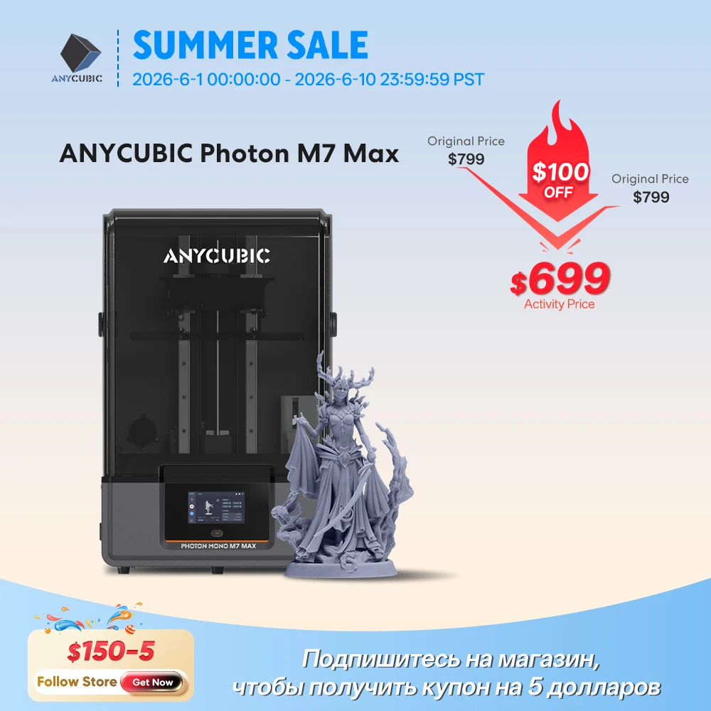 ANYCUBIC Photon Mono M7 Max 14.7L Ultra-Large Print Volume UV Resin 3D Printer With Intelligent Release 2.0 Precision Control
ANYCUBIC Photon Mono M7 Max 14.7L Ultra-Large Print Volume UV Resin 3D Printer With Intelligent Release 2.0 Precision Control
