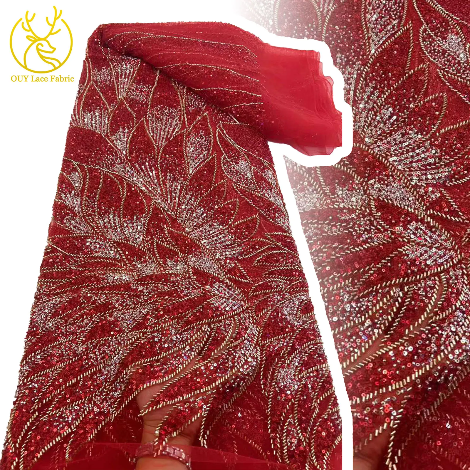 Luxury African Beaded Lace Fabric 2026 High Quality French Sequin Lace Fabric for Bridal Wedding Evening Gown Material 5 Yards
Luxury African Beaded Lace Fabric 2026 High Quality French Sequin Lace Fabric for Bridal Wedding Evening Gown Material 5 Yards