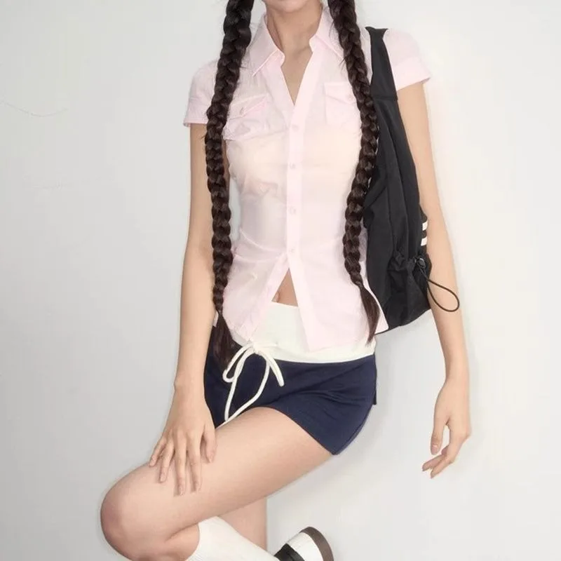 Woman Pink Blouses Short Sleeve Summer Women's Plaid Shirt Y2K Vintage Check Shirt Japanese 2000s Aesthetic Tee Female 2025
Woman Pink Blouses Short Sleeve Summer Women's Plaid Shirt Y2K Vintage Check Shirt Japanese 2000s Aesthetic Tee Female 2025