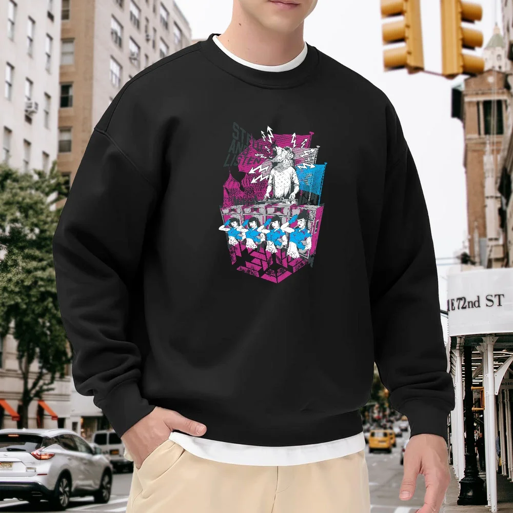 Men's Black Crew Neck Loose Sweatshirt, Street Fashion Printed Pattern Top, Everyday Casual Versatile Style, Comfortable and Breathable Trendy Item
Men's Black Crew Neck Loose Sweatshirt, Street Fashion Printed Pattern Top, Everyday Casual Versatile Style, Comfortable and Breathable Trendy Item