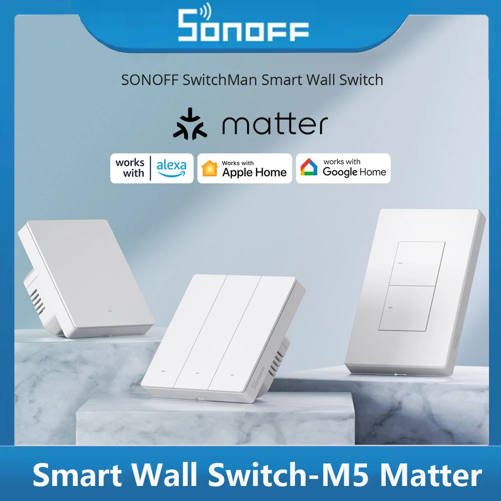 SONOFF M5 Matter Smart Wall Switch Тип 120/86 Кнопочный переключатель 1/2/3 Gang Рамка переключателя Работа с Alexa Google Homekit Alice
SONOFF M5 Matter Smart Wall Switch Тип 120/86 Кнопочный переключатель 1/2/3 Gang Рамка переключателя Работа с Alexa Google Homekit Alice