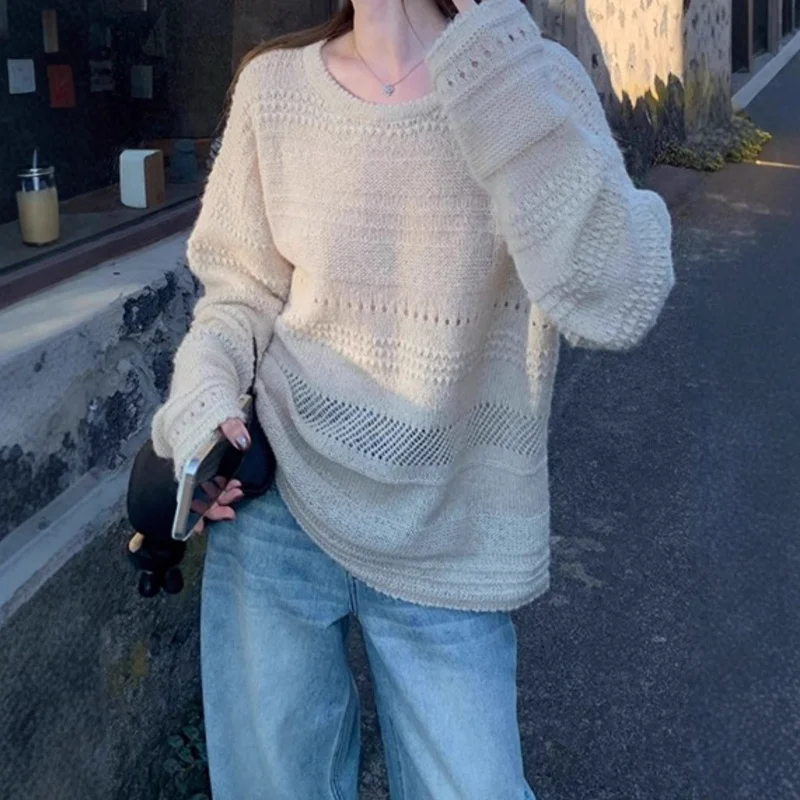 Leisurely weekend~Mohair design hollow-out jacquard round-neck knit sweater women, autumn loose and casual knit cardigan
Leisurely weekend~Mohair design hollow-out jacquard round-neck knit sweater women, autumn loose and casual knit cardigan