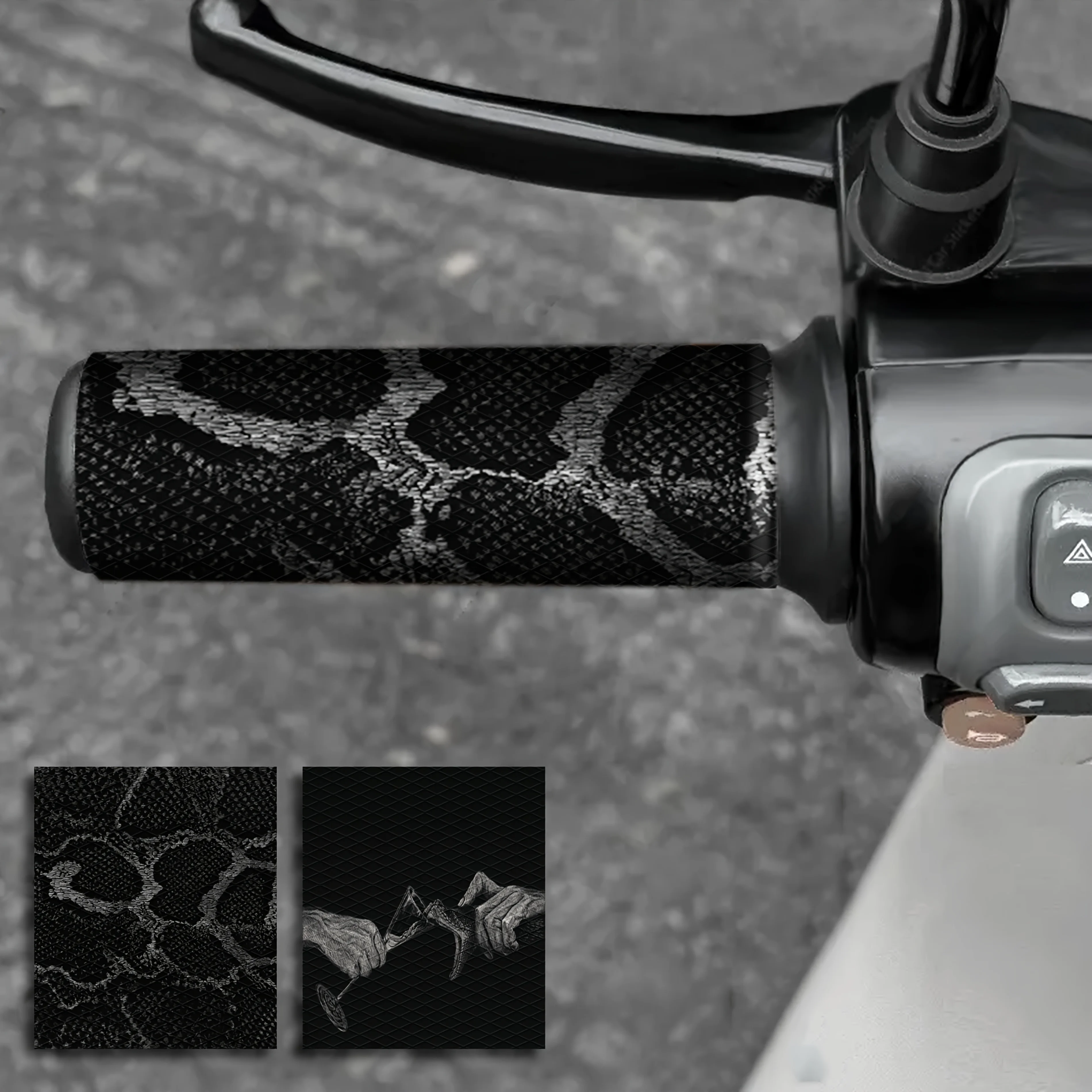 2Pcs/set Snake Pattern Graffiti Handlebar Stickers, Waterproof Anti-Scratch Vinyl Decals for Motorcycle E-Bike Scooter
2Pcs/set Snake Pattern Graffiti Handlebar Stickers, Waterproof Anti-Scratch Vinyl Decals for Motorcycle E-Bike Scooter