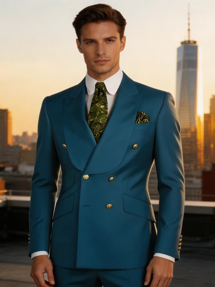 Elegant Men's Suits Chic Double Breasted Blazer Peak Lapel Elegant Formal Set Male 2 Piece Jacket Pants Wedding Groom Tuxedos
Elegant Men's Suits Chic Double Breasted Blazer Peak Lapel Elegant Formal Set Male 2 Piece Jacket Pants Wedding Groom Tuxedos