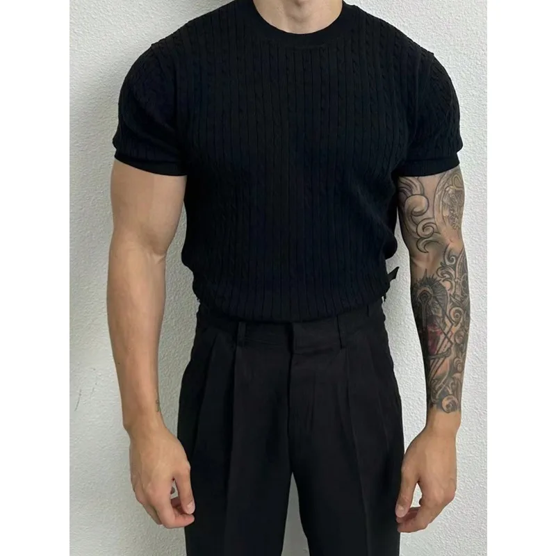2026 QualityManfinity Mode Men's Solid Color Round Neck Short Sleeve Casual Knit Top, Maroon Men Shirt, Men Knit Top, Men Knitted T-Shirt, Cable Knit Men Top
2026 QualityManfinity Mode Men's Solid Color Round Neck Short Sleeve Casual Knit Top, Maroon Men Shirt, Men Knit Top, Men Knitted T-Shirt, Cable Knit Men Top