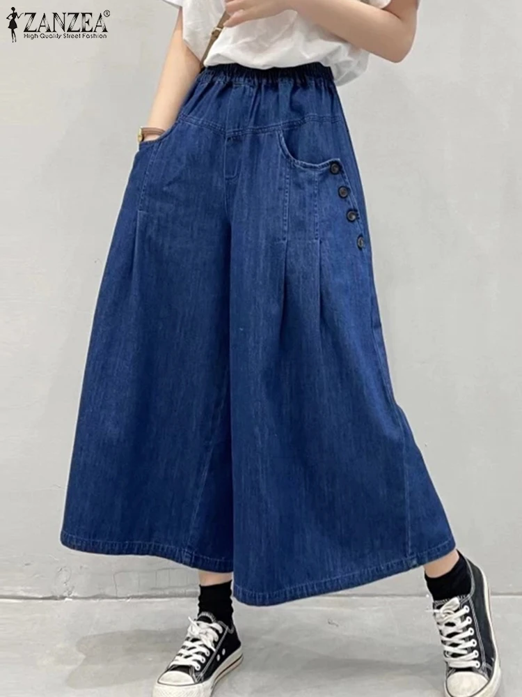 Fashion Pocket Elastic Waisted Trousers ZANZEA Women Solid Color Pant Casual Loose Wide Leg Crop Pantalones 2025 Holiday Bottoms
Fashion Pocket Elastic Waisted Trousers ZANZEA Women Solid Color Pant Casual Loose Wide Leg Crop Pantalones 2025 Holiday Bottoms