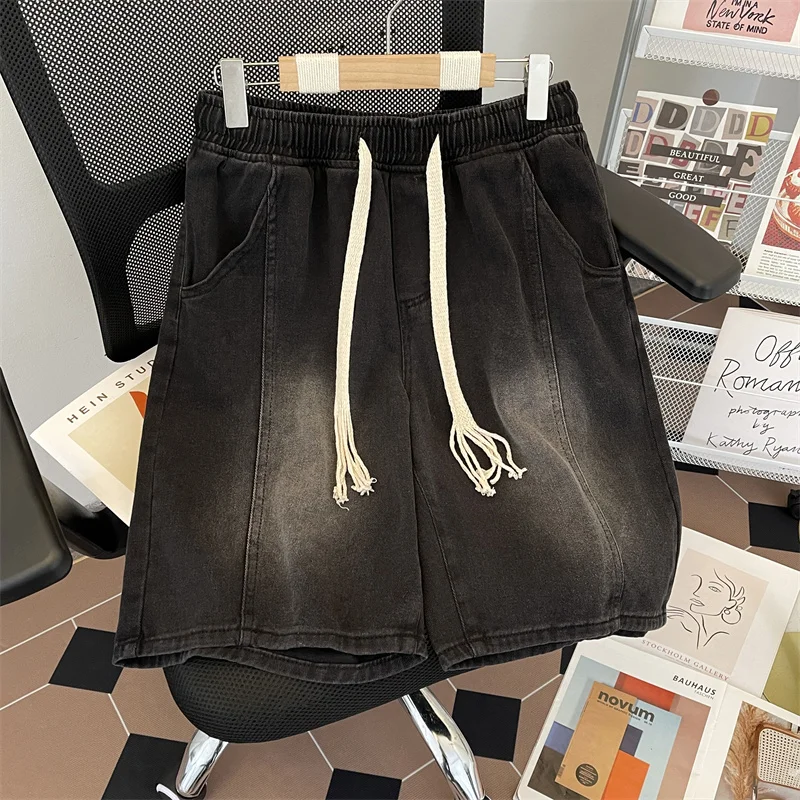 2024 Men Summer Fashion Streetwear Casual Denim Shorts Male Drawstring Loose Pockets Shorts Men's Straight Knee Short Pants G221
2024 Men Summer Fashion Streetwear Casual Denim Shorts Male Drawstring Loose Pockets Shorts Men's Straight Knee Short Pants G221