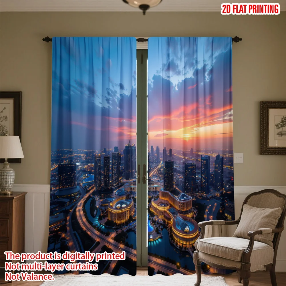 2D flat printing 2pcs Curtain Dubai Skyline at Sunset Digital Printed Polyester Drapes Family Party Perfect for Holiday Family
2D flat printing 2pcs Curtain Dubai Skyline at Sunset Digital Printed Polyester Drapes Family Party Perfect for Holiday Family