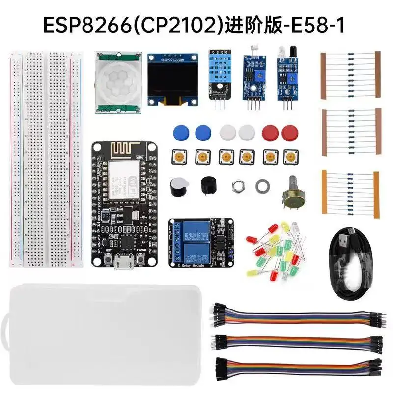 ESP8266 CP2102 / ESP32 WiFi IoT Development Board Starter Kit, Beginner Electronics Project Set
ESP8266 CP2102 / ESP32 WiFi IoT Development Board Starter Kit, Beginner Electronics Project Set
