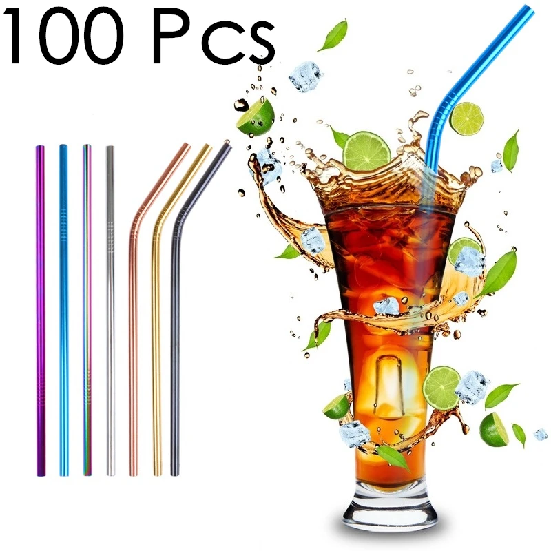 100 PCS Stainless Steel Straw Reusable Metal Drinking Straw With Cleaner Brush For Home Party Barware Bar Accessories
100 PCS Stainless Steel Straw Reusable Metal Drinking Straw With Cleaner Brush For Home Party Barware Bar Accessories