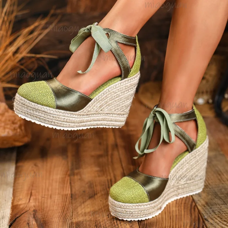 Round Toe Cover Heel Women's Lace-up Summer Casual Sandals Comfortable Espadrille Wedge Sandals Fashion Platform Heels Elegant
Round Toe Cover Heel Women's Lace-up Summer Casual Sandals Comfortable Espadrille Wedge Sandals Fashion Platform Heels Elegant