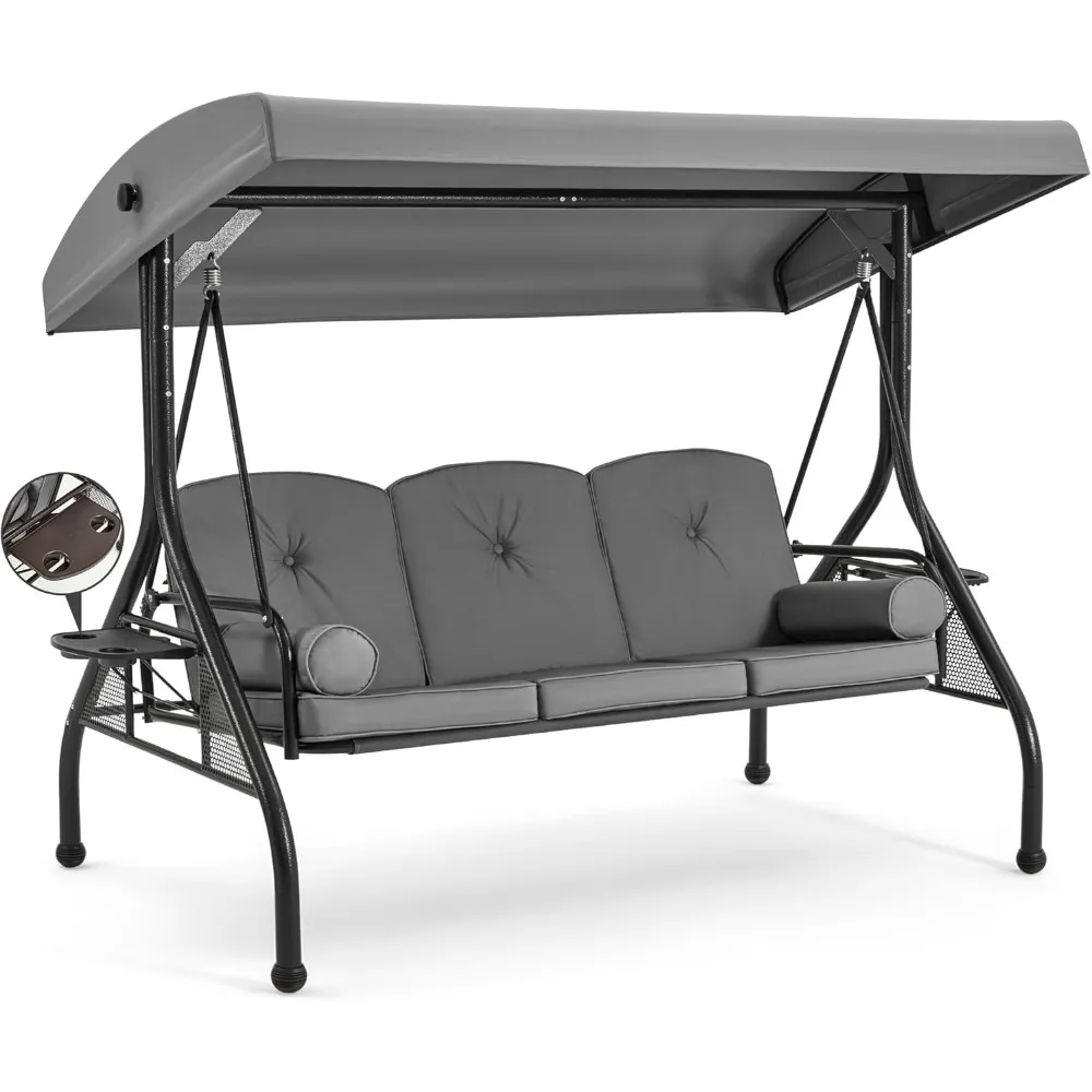 3 Seat Outdoor Porch Swing with 1.5" Deep Cup Holder, Adjustable Canopy,Patio Swing Bed with Stand, Patio Glider Swing
3 Seat Outdoor Porch Swing with 1.5" Deep Cup Holder, Adjustable Canopy,Patio Swing Bed with Stand, Patio Glider Swing