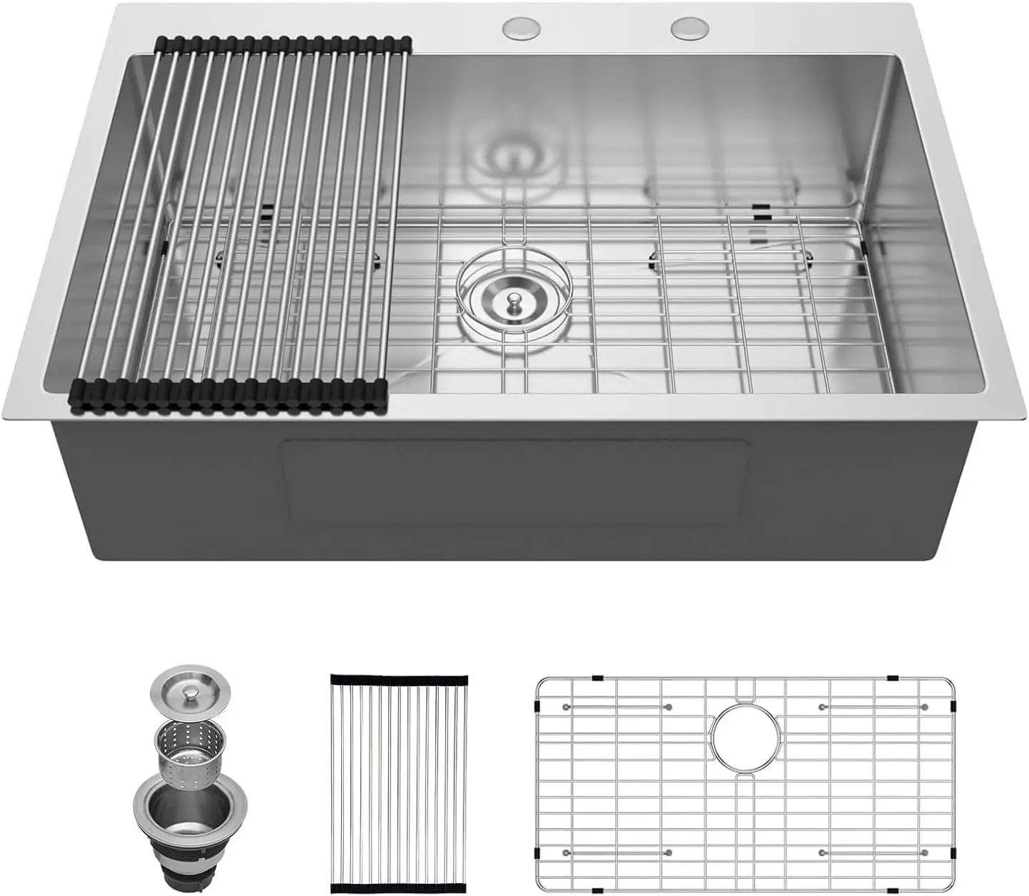 Встраиваемая кухонная мойка 33x22 - Couoko, 33 дюйма, нержавеющая сталь T304, 16-й класс толщины, большая глубокая мойка с аксессуарами
Встраиваемая кухонная мойка 33x22 - Couoko, 33 дюйма, нержавеющая сталь T304, 16-й класс толщины, большая глубокая мойка с аксессуарами