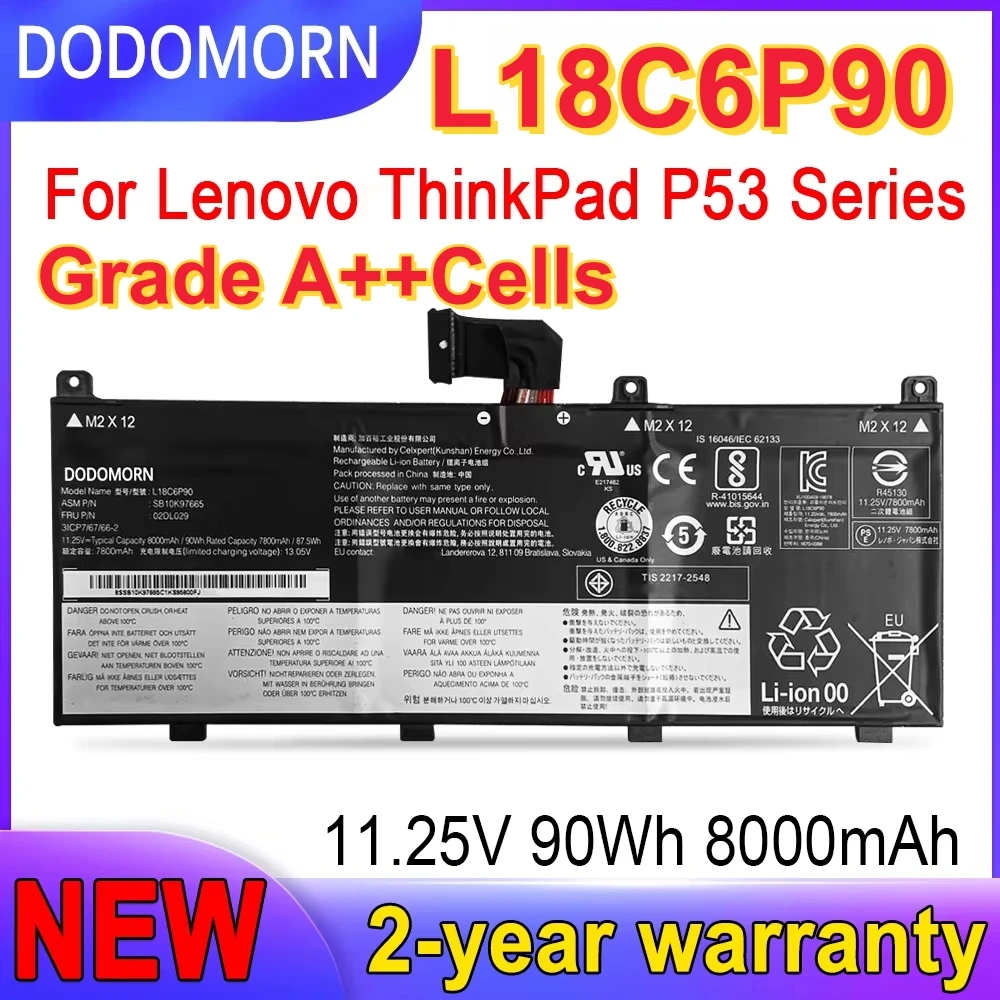Factory Direct L18C6P90 Laptop Battery For ThinkPad P53 L18M6P90 SB10K97664 SB10K97665 5B10W13901 5B10W13902
Factory Direct L18C6P90 Laptop Battery For ThinkPad P53 L18M6P90 SB10K97664 SB10K97665 5B10W13901 5B10W13902