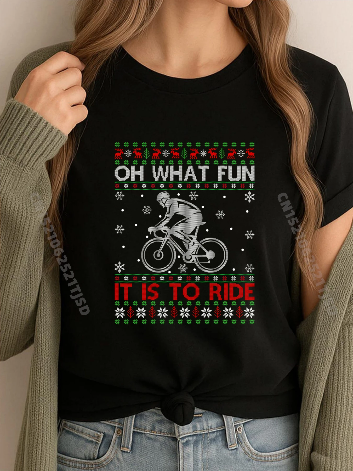 Oh What Fun It Is To Ride Bicycle Ugly Cycling Christmas Graphic Tees Cotton T Shirt Woman
Oh What Fun It Is To Ride Bicycle Ugly Cycling Christmas Graphic Tees Cotton T Shirt Woman