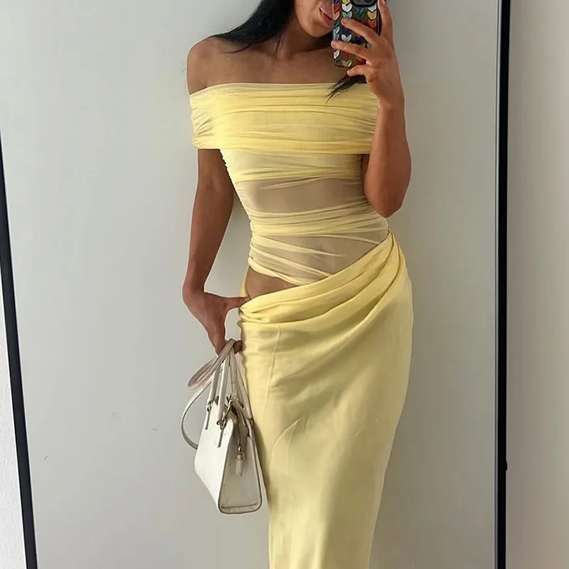 Elegant Chic Off Shoulder Pleated Dress Women‘s Sexy Sleeveless Hollow Out Backless Maxi Dress 2025 Summer Fashion Party Evening
Elegant Chic Off Shoulder Pleated Dress Women‘s Sexy Sleeveless Hollow Out Backless Maxi Dress 2025 Summer Fashion Party Evening