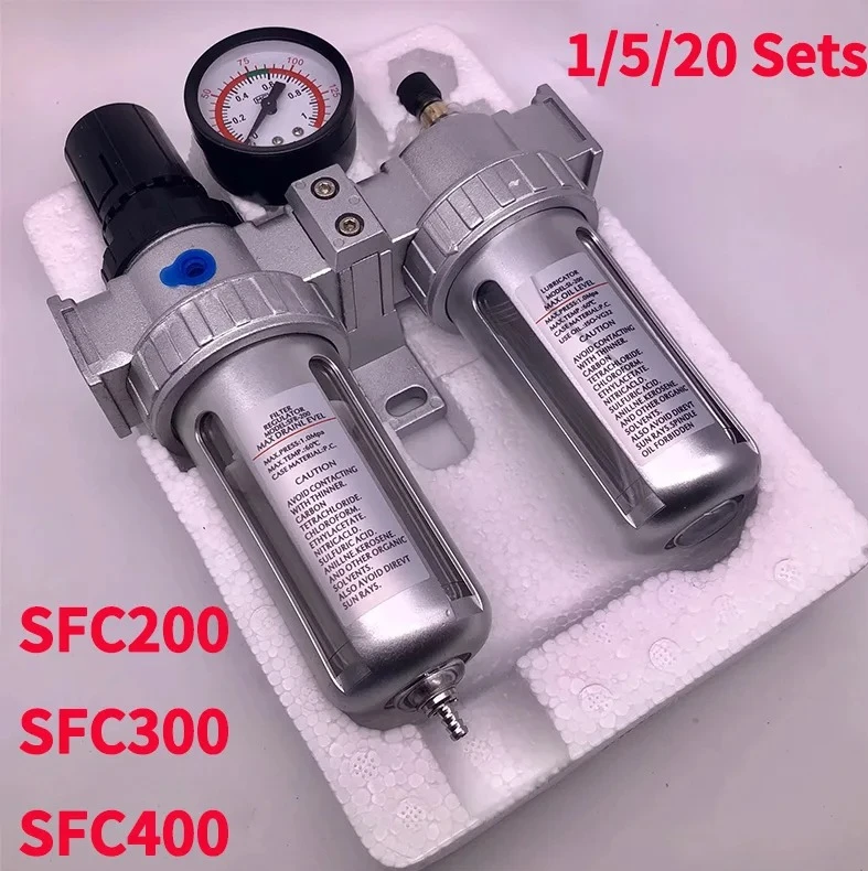 SFC200 1/4" SFC400 1/2" SFC300 3/8 Air Filter Regulator Oil Water Separator Trap Regulator Valve For Compressor Pneumatic Parts
SFC200 1/4" SFC400 1/2" SFC300 3/8 Air Filter Regulator Oil Water Separator Trap Regulator Valve For Compressor Pneumatic Parts