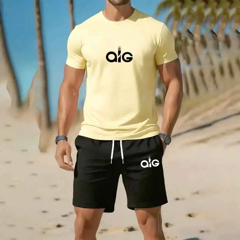 European size Summer Fashion Trendy Casual Sports Run Set Youth Men's Short sleeved T-shirt+Shorts Two Piece Suit
European size Summer Fashion Trendy Casual Sports Run Set Youth Men's Short sleeved T-shirt+Shorts Two Piece Suit