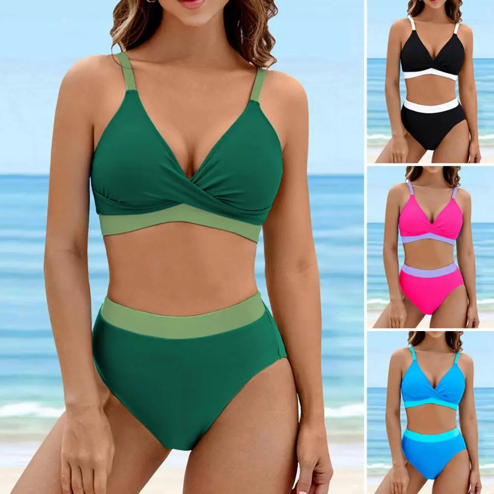 Sexy Bikini Set Wire-free Swimsuit Stylish Color Block Bikini Set with Tummy Control V-neck Design Bathing Suit Women Beachwear
Sexy Bikini Set Wire-free Swimsuit Stylish Color Block Bikini Set with Tummy Control V-neck Design Bathing Suit Women Beachwear
