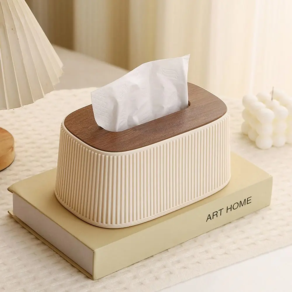 Large Opening Tissue Box with Lid Wooden/Plastic Cover Stripe Desktop Tissue Dispenser Built-in Spring Smooth Napkin Container
Large Opening Tissue Box with Lid Wooden/Plastic Cover Stripe Desktop Tissue Dispenser Built-in Spring Smooth Napkin Container