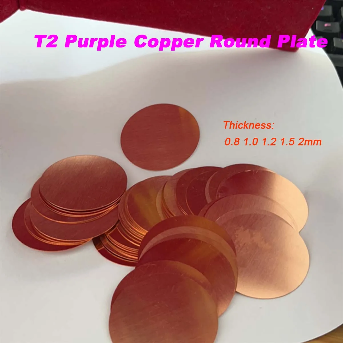Thickness 0.8 1.0 1.2 1.5 2mm T2 Purple Copper Round Plate, Solid Copper Gasket
Thickness 0.8 1.0 1.2 1.5 2mm T2 Purple Copper Round Plate, Solid Copper Gasket