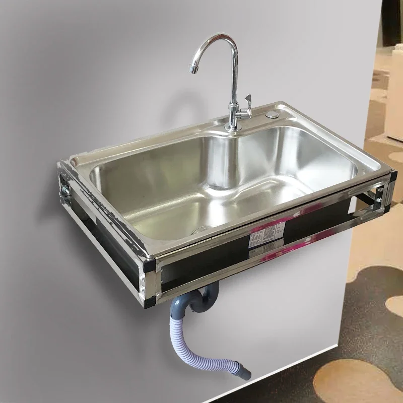 68x44cm Kitchen 304 Simple Single Sink Stainless Steel Sink with Wall Tripod Washing Basin Wall-Mounted Basin Bracket
68x44cm Kitchen 304 Simple Single Sink Stainless Steel Sink with Wall Tripod Washing Basin Wall-Mounted Basin Bracket