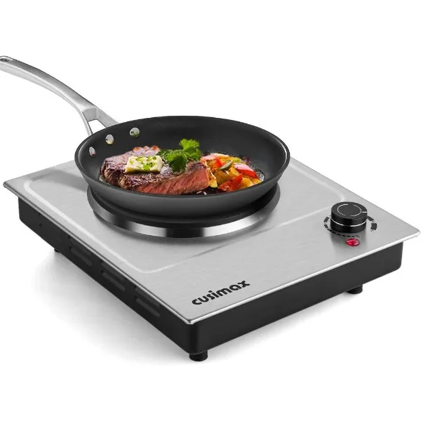 CUSIMAX 1500W Electric Hot Plate, Hot Plate for Cooking Electric Single Burner, Portable Countertop Burner Stainless Steel
CUSIMAX 1500W Electric Hot Plate, Hot Plate for Cooking Electric Single Burner, Portable Countertop Burner Stainless Steel