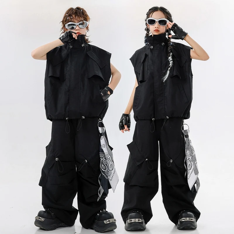 Hip Hop Children's Clothing Street Dance Performance Outfit Black Sleeveless Jacket Shuffle Pants Boys Girls Jazz Dancewear 2152
Hip Hop Children's Clothing Street Dance Performance Outfit Black Sleeveless Jacket Shuffle Pants Boys Girls Jazz Dancewear 2152