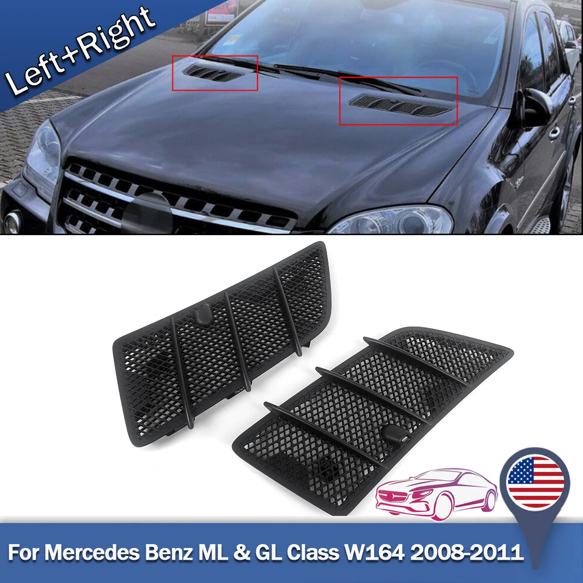 SAIQINGSP Fit For Mercedes Benz W164 ML / GL Class 2008-2011 Pair of Hood Vent Grille (Left + Right)Car Accessories Tools
SAIQINGSP Fit For Mercedes Benz W164 ML / GL Class 2008-2011 Pair of Hood Vent Grille (Left + Right)Car Accessories Tools