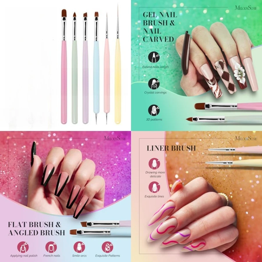 Nail Art Brushes Set,6pcs Nail Art Design Pen Painting Tools with Extension Gel Brush, Polish Brush, Builder Brush,Liner Brush, Carved Brush, and Dotting Pen for Home DIY Salon Use,6 Pc, Color
Nail Art Brushes Set,6pcs Nail Art Design Pen Painting Tools with Extension Gel Brush, Polish Brush, Builder Brush,Liner Brush, Carved Brush, and Dotting Pen for Home DIY Salon Use,6 Pc, Color
