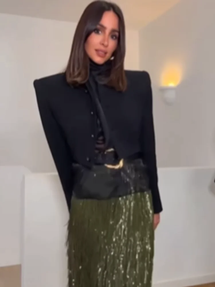 Women Retro Green Sequin Midi Skirt Chic High Waist Bodycon Long Shiny Sequined Bottom Lady Christmas Evening Party Club Skirts
Women Retro Green Sequin Midi Skirt Chic High Waist Bodycon Long Shiny Sequined Bottom Lady Christmas Evening Party Club Skirts