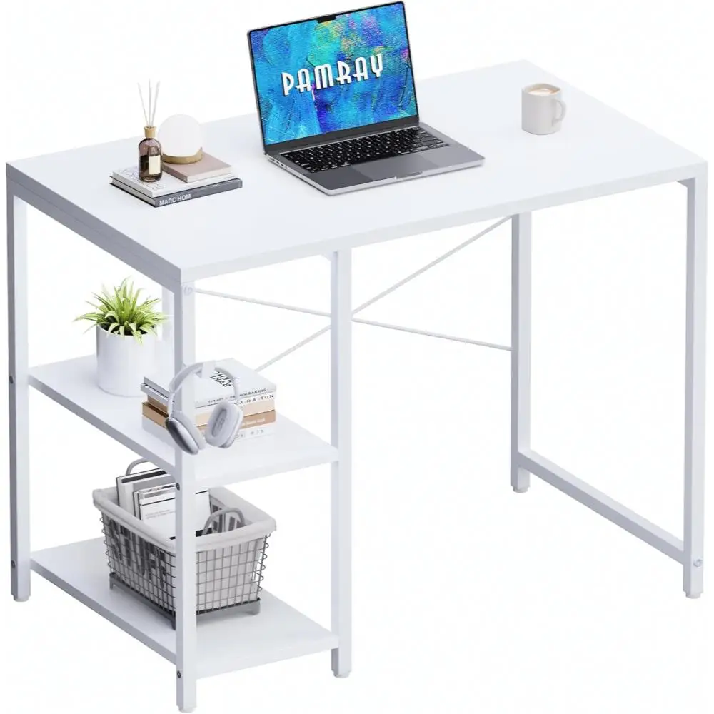 32 Inch Small Computer Desk with Shelves, Home Office Desk with Headphone Hook for Bedroom, Study Writing PC Table for S
32 Inch Small Computer Desk with Shelves, Home Office Desk with Headphone Hook for Bedroom, Study Writing PC Table for S