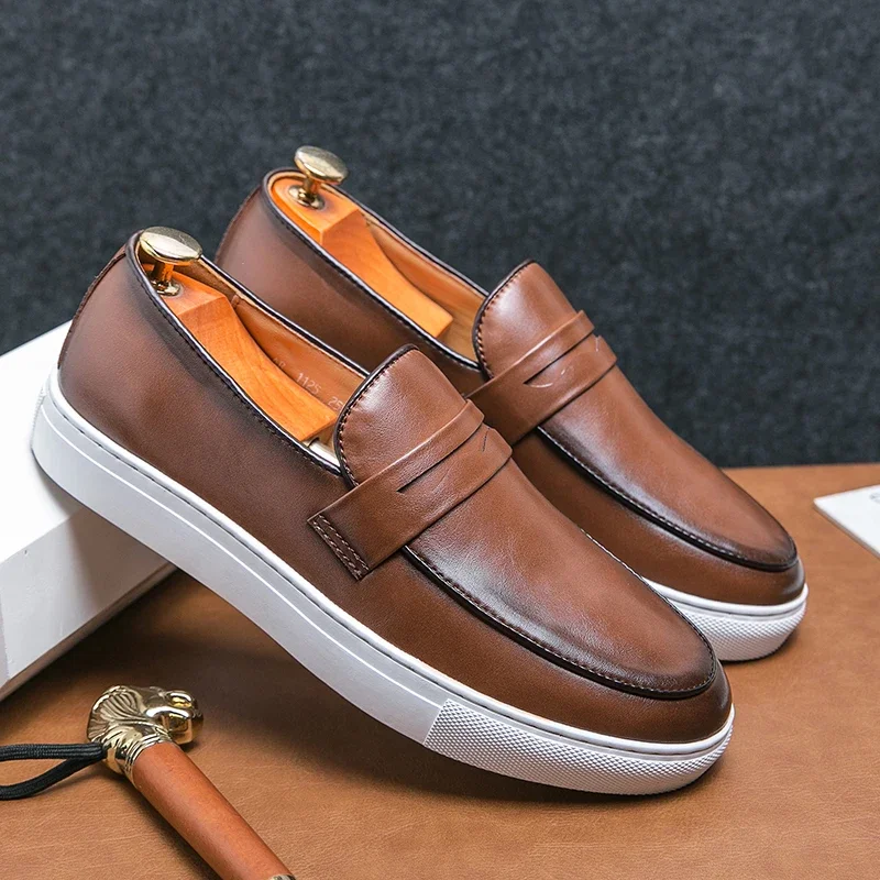 Brown Sneakers for Men Black Men's Vulcanize Shoes Pu Leather Slip-On Solid Handmade Size 38-47 Men Shoes
Brown Sneakers for Men Black Men's Vulcanize Shoes Pu Leather Slip-On Solid Handmade Size 38-47 Men Shoes