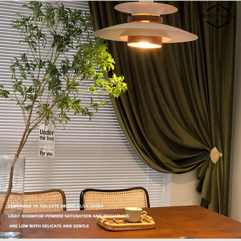 Blackout Velvet Olive Green Sheer Curtains Vintage American Style Light Blocking Solid Color New Luxury Living Room Window Drape
Blackout Velvet Olive Green Sheer Curtains Vintage American Style Light Blocking Solid Color New Luxury Living Room Window Drape