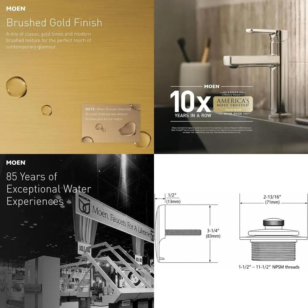Gold Finish Tub and Shower Drain Kit with 1-1/2 Threads, Plug and Overflow Cover
Gold Finish Tub and Shower Drain Kit with 1-1/2 Threads, Plug and Overflow Cover