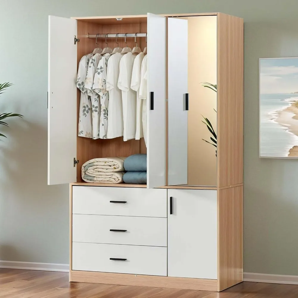 Armoire Wardrobe Closet with Mirror, 3 Door 3 Drawers Wood Closet Wardrobe Cabinet, with Hanging Rod Children's Wardrobes
Armoire Wardrobe Closet with Mirror, 3 Door 3 Drawers Wood Closet Wardrobe Cabinet, with Hanging Rod Children's Wardrobes