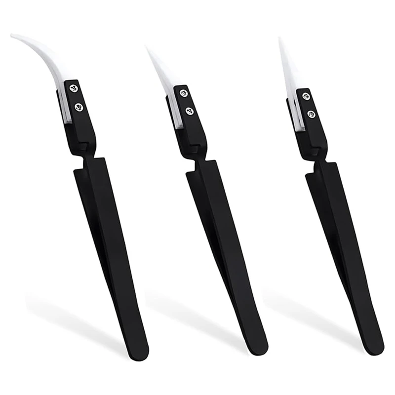 3Pcs Precision Ceramic Reverse Tweezers, Straight & Curved Tips Tweezers Set, Stainless Steel Tweezers-AT64
3Pcs Precision Ceramic Reverse Tweezers, Straight & Curved Tips Tweezers Set, Stainless Steel Tweezers-AT64