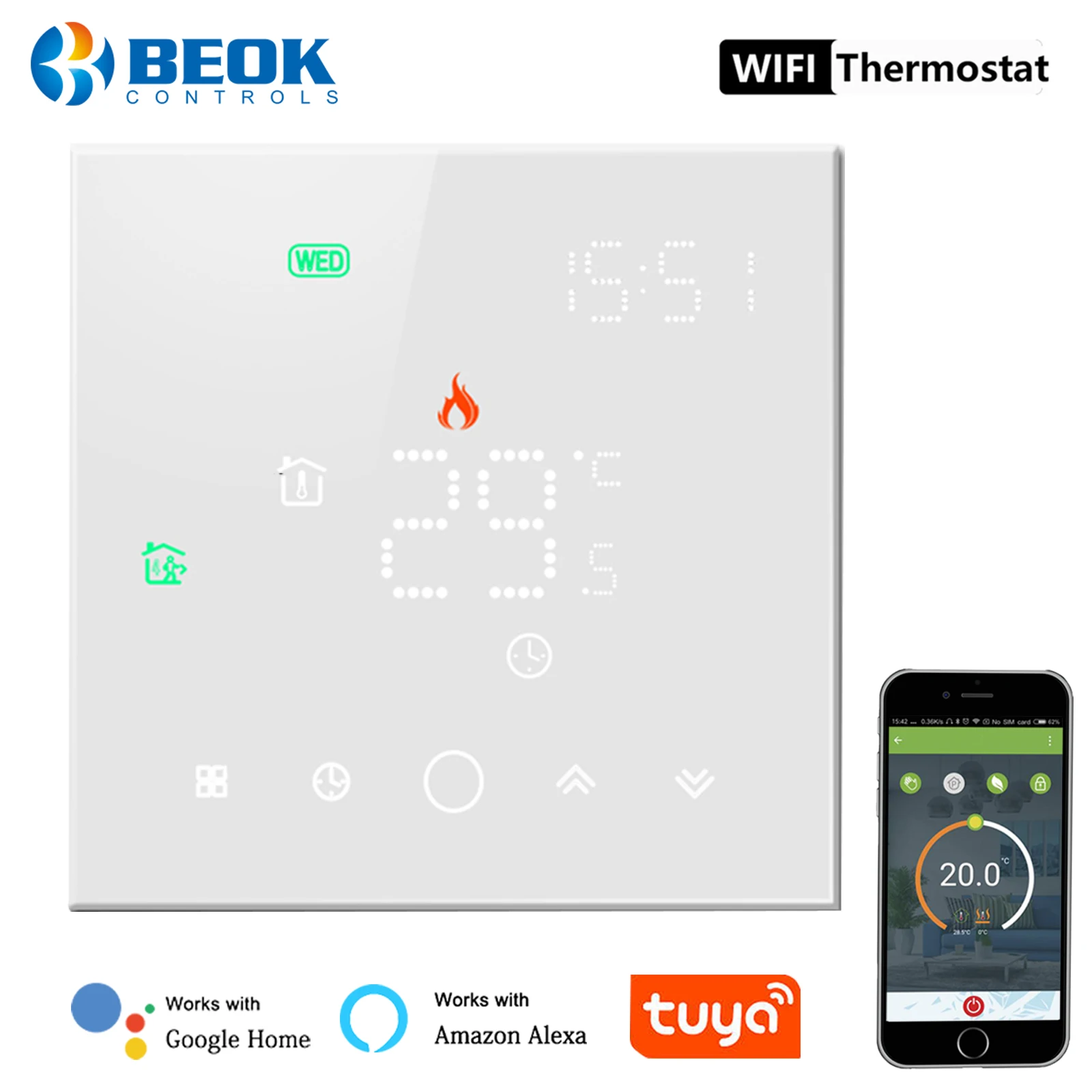 Термостат Beok Tuya с Wi-Fi для газового бойлера, умный Программируемый Регулятор температуры для теплого пола, работает с Alexa
Термостат Beok Tuya с Wi-Fi для газового бойлера, умный Программируемый Регулятор температуры для теплого пола, работает с Alexa