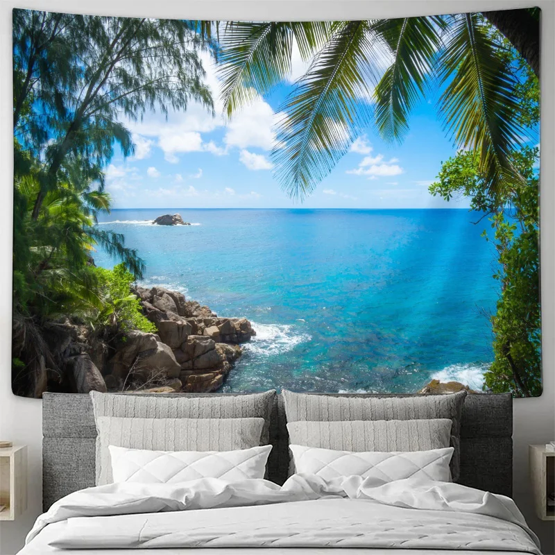 Beach Landscape Hanging Cloth - Tropical Island Style Wall Hanging Decorative Fabric
Beach Landscape Hanging Cloth - Tropical Island Style Wall Hanging Decorative Fabric