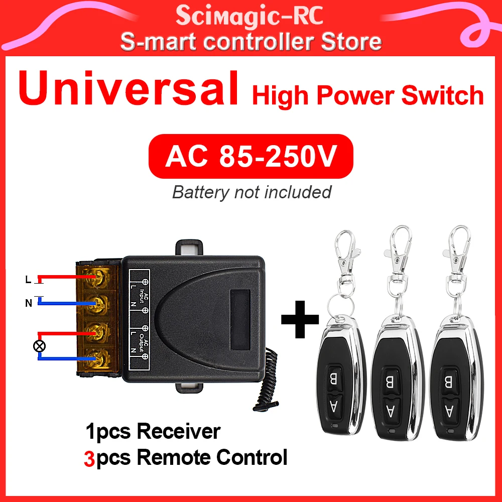 AC 220V / DC 12V 1CH 30A RF Relay Receiver Module and 3pcs 433Mhz RF Remote Switch for Water Pump,Motor,Light,Farm
AC 220V / DC 12V 1CH 30A RF Relay Receiver Module and 3pcs 433Mhz RF Remote Switch for Water Pump,Motor,Light,Farm