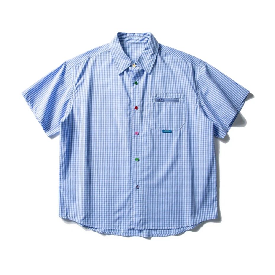 Mens Short Sleeve Shirts Streetwear Harajuku Blue Plaid Blouse Men Oversized Vintage Zipper Pocket Design Casual Shirt Unisex
Mens Short Sleeve Shirts Streetwear Harajuku Blue Plaid Blouse Men Oversized Vintage Zipper Pocket Design Casual Shirt Unisex