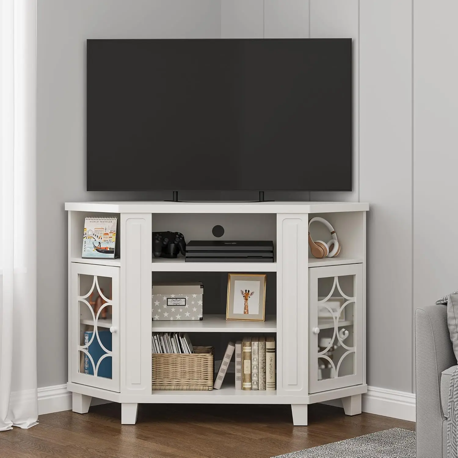 RoyalCraft Corner TV Stand for TVs up to 55 Inch: Corner Tall Entertainment Center with Storage, Wood Media Console Cabinet
RoyalCraft Corner TV Stand for TVs up to 55 Inch: Corner Tall Entertainment Center with Storage, Wood Media Console Cabinet